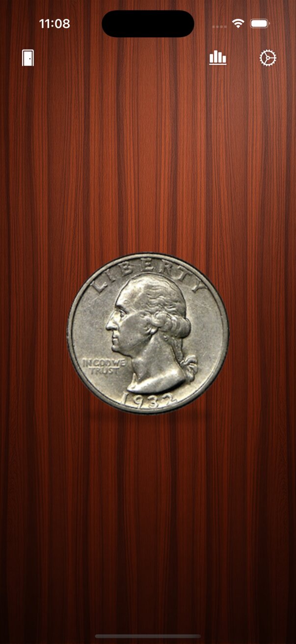 Flippr main interface with coin